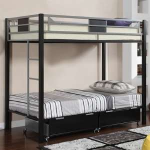 Clifton Twin/Full Bunk Bed in Silver & Black Finish by Furniture of 