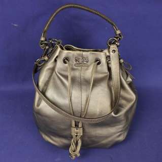NWOT AUTHENTIC COACH Leather Bronze Madison Marielle Drawstring Bag NO 