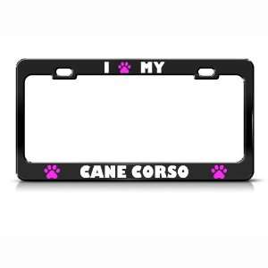 Cane Corso Paw Love Pet Dog Metal license plate frame Tag Holder