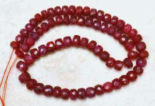 Precious Ruby 2.5 3mm (20 FACETED Rondelle) Gemstone Beads 3.8 Ctw 