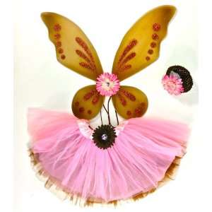   Pc Pink and Brown Fairy Pixie Costume Set. 2 Tutus: Toys & Games