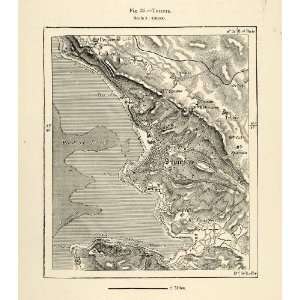  1882 Relief Line block Map Trieste Italy Italian Trebic 