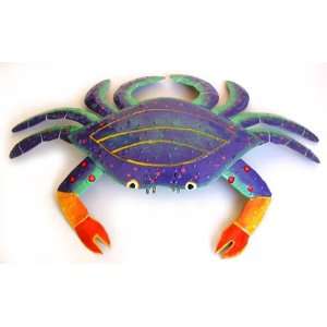  Handcrafted Metal Blue Crab Wall Hanging   11 x 16