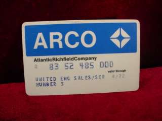 Vintage 1972 ARCO CREDIT CARD Gas Station COMPANY United States 