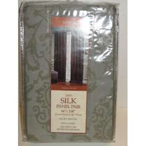  100% Silk Draperie Panel Pair Silver Sage