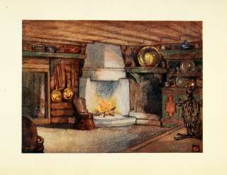 1905 Print Nico Jungmann Art Telemarken Norway Cottage Interior Decor 