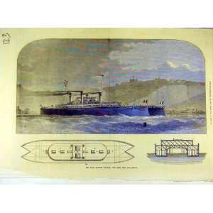    1873 Dicey Channel Steamer Deck Plan Section Sketch