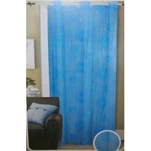 Neon Blue Jacquard Lace Grommet Panel Curtain (Sunny 