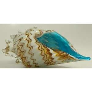  Twos Company Brown and Blue Glass Sea Shell Seashell 