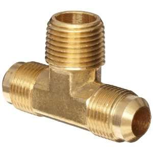  Brass Tube Fitting, Tee, 3/16 Flare x 3/16 Flare x 1/8 Male Pipe
