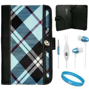  Blue Plaid Executive Melrose Leather Protective Case Cover 