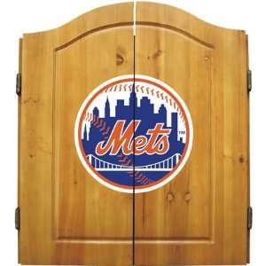  New York Mets Dart Board Cabinet Set: Sports & Outdoors