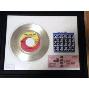  Framed 24k Gold Beatles Hard Days Night Record and Ticket 