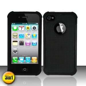  iPhone 4 & 4S Protector Case BLACK TONES in BLACK BALLISTIC SHELL 