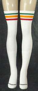 Rasta Striped Thigh High White Tube Socks Sexy 35 2  