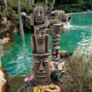  Tiki Gods Three Pleasures and Luau Statue Set Patio, Lawn 
