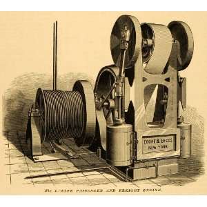  1879 Print Passenger Freight Elevator Engine Cable Pulley 