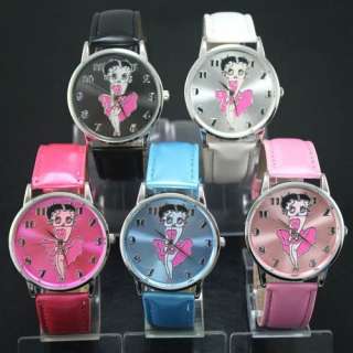 1pcs Sexy Betty Boop leather quartz girls wristwatch B1  