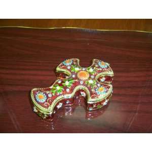  Jeweled Cross Themed Trinket Jewelry Box and Figurine 