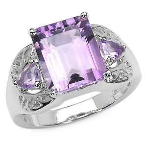   Genuine Amethyst Octagon & Trillions Sterling Silver Ring Jewelry