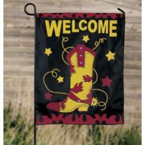 COWBOY boot garden banner Welcome FLAG YARD Decor w/ POLE 
