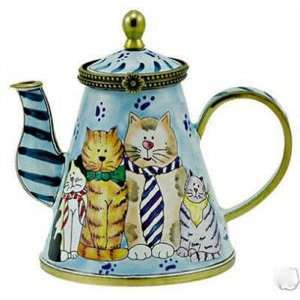  Kelvin Chen Enameled Miniature Tea Pot Cats in Ties: Home 