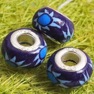  #7017 Dark Blue Polymer Clay Bead 925 silver core For 