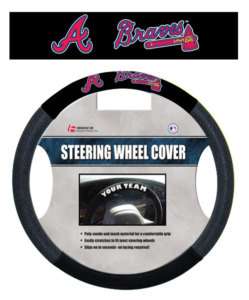 Atlanta Braves Steering Wheel Cover Poly Suede and Mesh  