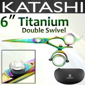 Katashi TITANIUM Hair Scissors DOUBLE SWIVEL Thumb Barber Shears 