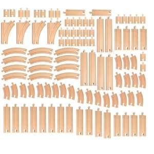  Deluxe 100 Piece Wooden Train Track Expansion Pack Set 