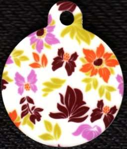 Engraved Pet ID Tag Round Autumn Bloom Awesome Tag  