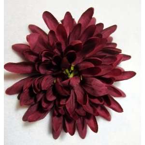  Burgundy Red Mum Hair Flower Clip 