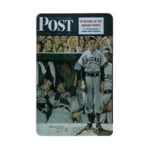 Collectible Phone Card 15m Baseball Art Rockwell Saturday Evening 