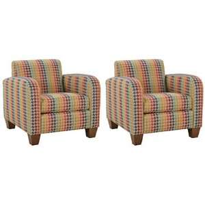 Kyra Designer Style Contemporary Fabric Club Accent Chair: Set of 2 