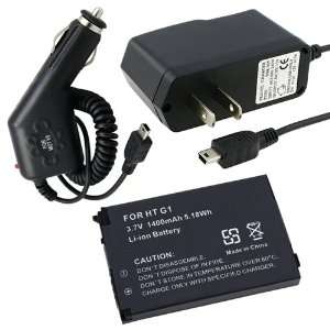 Battery + Travel + Car Charger For HTC T Mobile Google G1 Cell Phones 