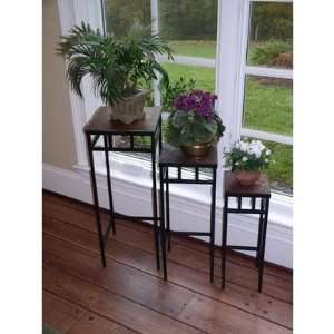  NICE !! 3 Pc Square Plant Stands with Slate Tops 