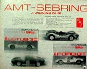   AMT Model Slot Car 1:32 Kits Lotus 30, Ford GT Promo Trade AD  