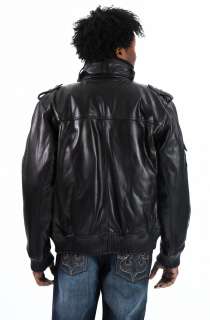   New Black Lambskin Leather Military Hip Hop Urban Bomber Jacket  