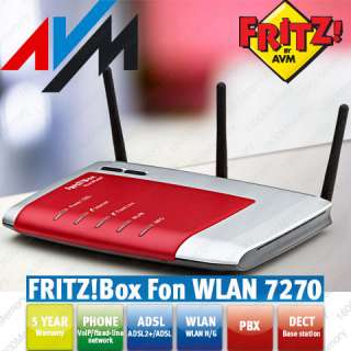 AVM Fritz!Box WLAN 7270 ADSL2+ Modem Dual Band Wireless Router N/G 