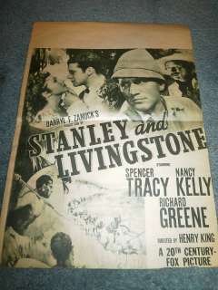 STANLEY & LIVINGSTON(1939)SPENCER TRACY ORIG HERALD  