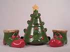 Vintage Porcelain Christmas Tree Votive Candle Holder Cardinals Tea 
