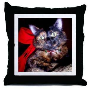  Christmas Tortie Cat Pets Throw Pillow by 