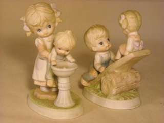 VINTAGE HOMCO FIGURINE SET #1406 FOUNTAIN TEETER TOTTER  