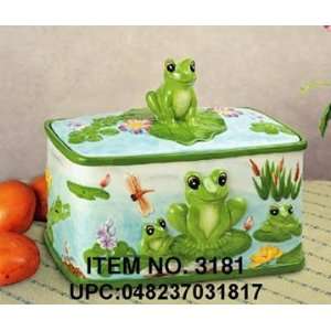 Green Frog Ceramic Bread Box: Kitchen & Dining
