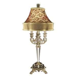  Dale Tiffany PT80329 Leyland Crystal Lamp, Antique Brass 