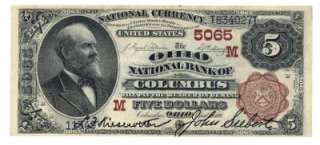 1882 $5 National Currency Ohio National Bank of Columbus Ohio Bold 