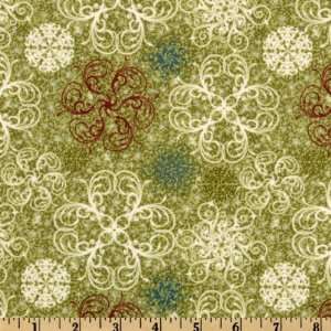   Scrolls Green Fabric By The Yard: mark_lipinski: Arts, Crafts & Sewing