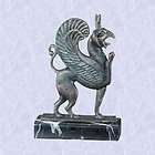 gryphon griffin iron statue greek sculpture marble base