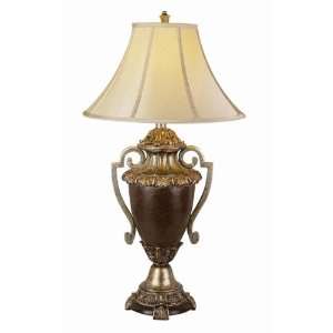 : Bel Air Lighting 39H 3 Way Antique Table Lamp with Cream Shade RTL 