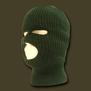Army Green O D 3 Hole Knit Face Mask Stocking Balaclava  